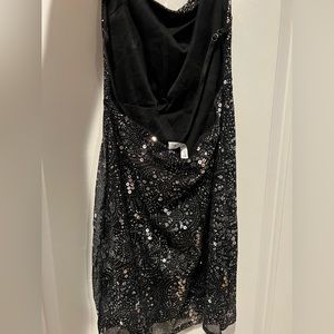 Lucy in the Sky glitter cut out back mini dress